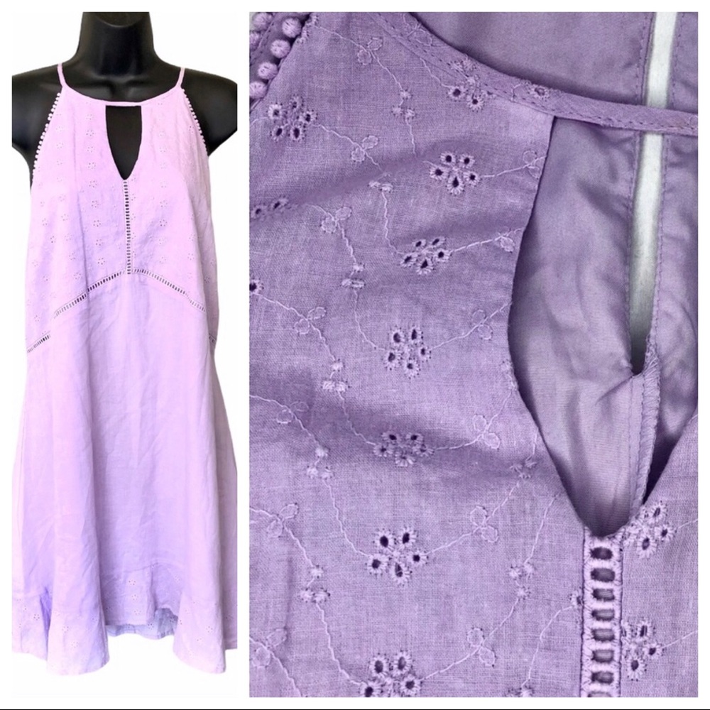 Candies Eyelette Halter Swing Dress. Lilac Sz. L